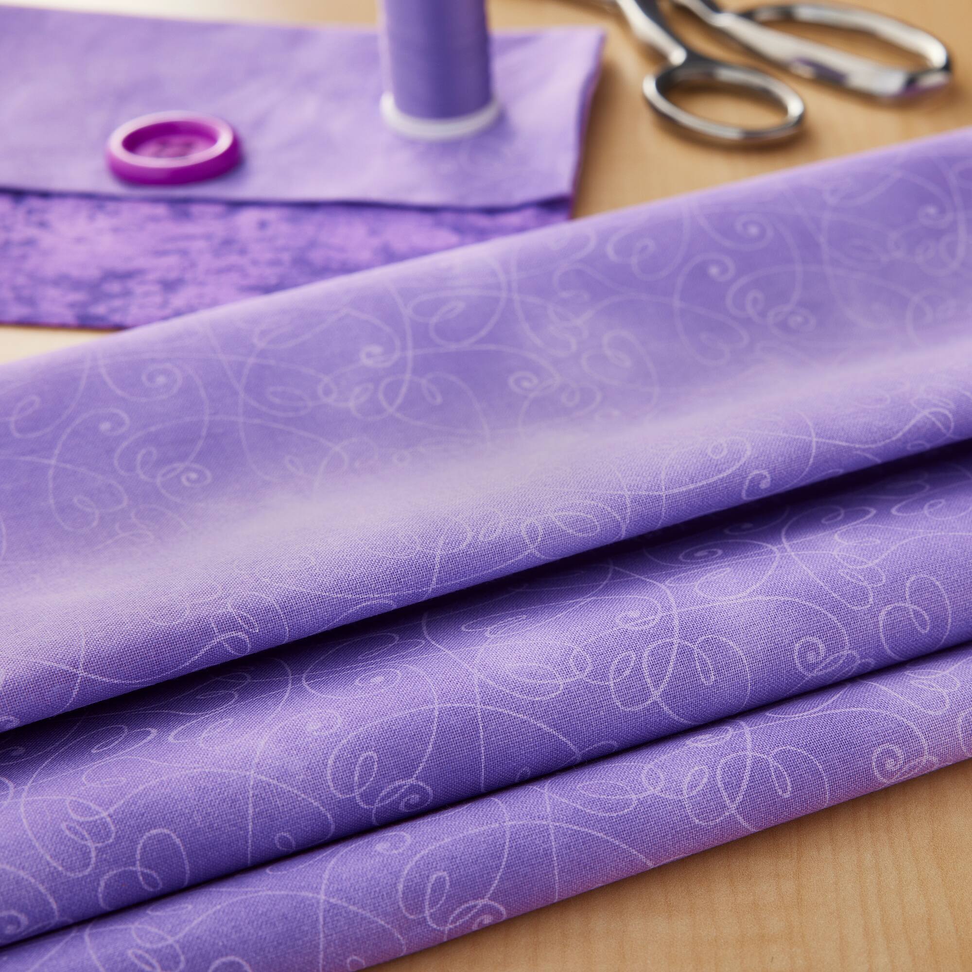 Fabric Traditions Tonal Purple Heart Print Cotton Fabric